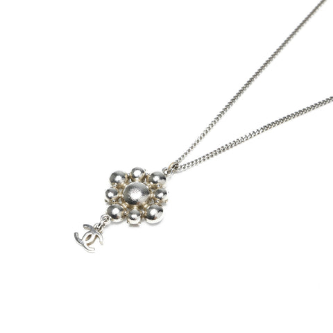 CHANEL 09V 2009 COCO Mark Rhinestone Necklace Silver WS25254