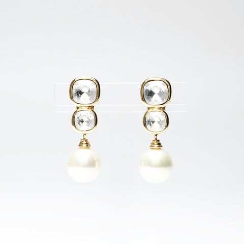Christian Dior Pearl rhinestone Earring gold WS25258