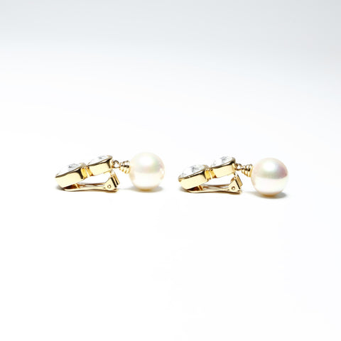 Christian Dior Pearl rhinestone Earring gold WS25258