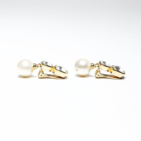 Christian Dior Pearl rhinestone Earring gold WS25258