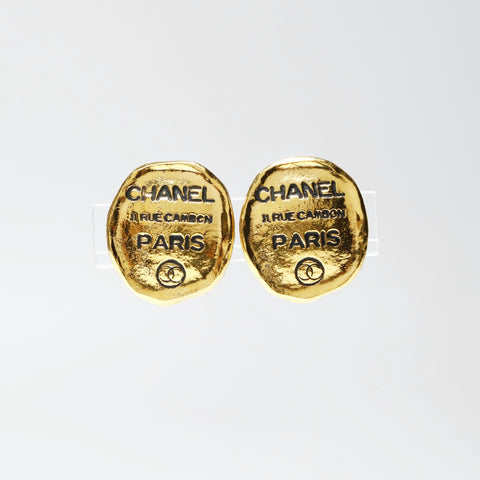 CHANEL Cambon Plate 1970-1980s Earring gold WS25259