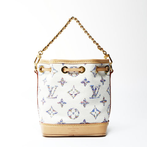 LOUIS VUITTON 2021-2025 Louis Vuitton Nano Noe Monogram Jacquard Shoulder Bag white WS25266