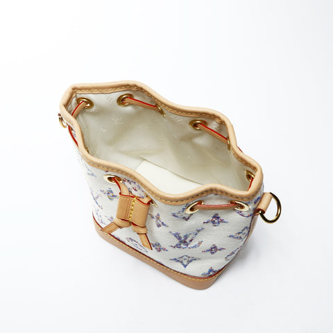 LOUIS VUITTON 2021-2025 Louis Vuitton Nano Noe Monogram Jacquard Shoulder Bag white WS25266