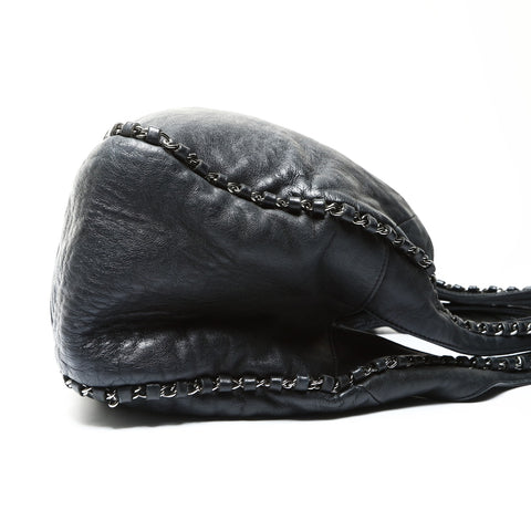 CHANEL No. 9 2004-2005 Chain Hobo Lambskin Shoulder Bag black WS25267