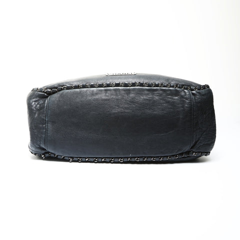 CHANEL No. 9 2004-2005 Chain Hobo Lambskin Shoulder Bag black WS25267