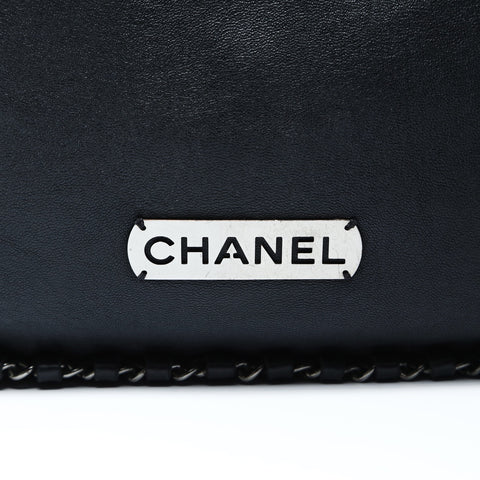 CHANEL No. 9 2004-2005 Chain Hobo Lambskin Shoulder Bag black WS25267
