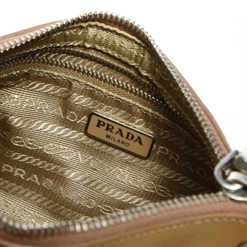 PRADA Beaded patent leather accessory pouch Shoulder Bag Brown WS25268