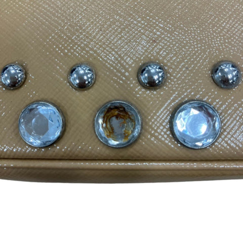 PRADA Beaded patent leather accessory pouch Shoulder Bag Brown WS25268
