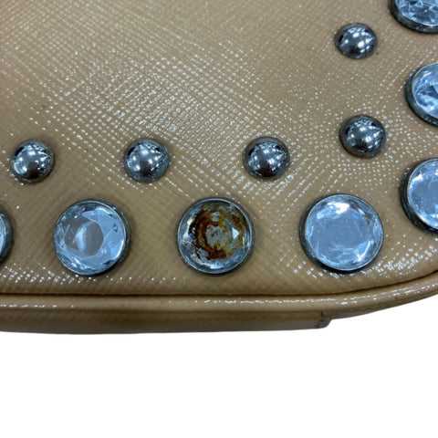 PRADA Beaded patent leather accessory pouch Shoulder Bag Brown WS25268