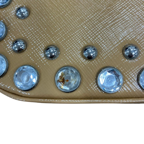 PRADA Beaded patent leather accessory pouch Shoulder Bag Brown WS25268