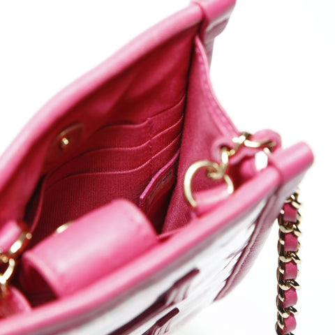 CHANEL 28th Series 2019 Logo Tweed Pouch PVC Umhängetasche rosa WS25271