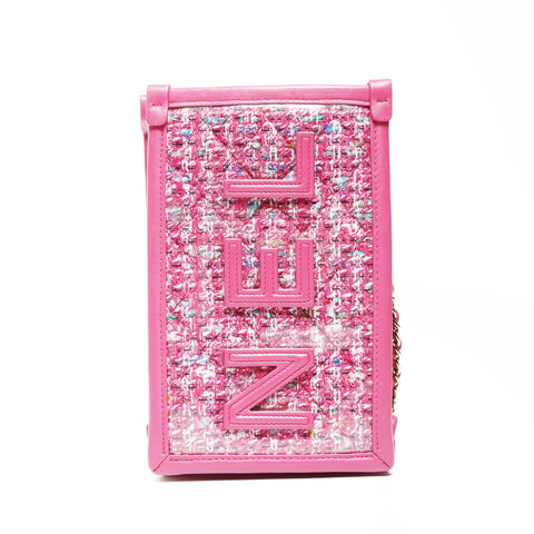 CHANEL 28th Series 2019 Logo Tweed Pouch PVC Umhängetasche rosa WS25271