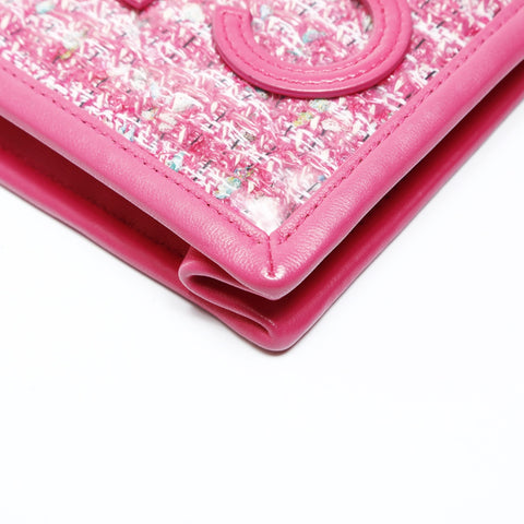 CHANEL 28th Series 2019 Logo Tweed Pouch PVC Shoulder Bag pink WS25271