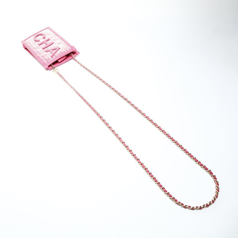 CHANEL 28th Series 2019 Logo Tweed Pouch PVC Shoulder Bag pink WS25271