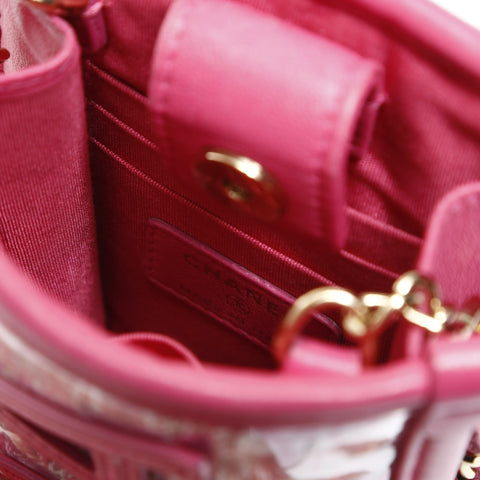 CHANEL 28th Series 2019 Logo Tweed Pouch PVC Shoulder Bag pink WS25271