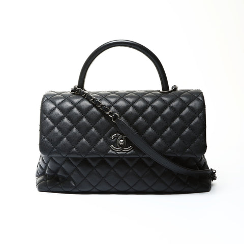 CHANEL No. 21 2015-2016 Coco Handle 2-way Caviar Skin Chain Handbag black WS25272