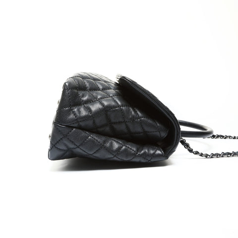 CHANEL No. 21 2015-2016 Coco Handle 2-way Caviar Skin Chain Handbag black WS25272