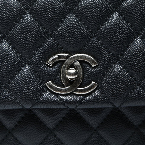 CHANEL No. 21 2015-2016 Coco Handle 2-way Caviar Skin Chain Handbag black WS25272