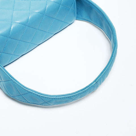CHANEL No. 2 1991-1994 Lambskin Matelasse Turnlock Handbag blue WS25273