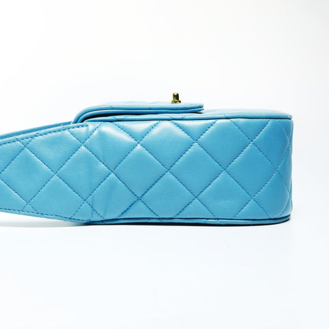 CHANEL No. 2 1991-1994 Lambskin Matelasse Turnlock Handbag blue WS25273