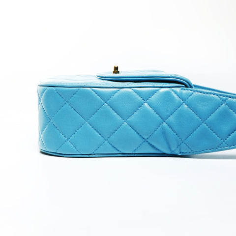 CHANEL No. 2 1991-1994 Lambskin Matelasse Turnlock Handbag blue WS25273