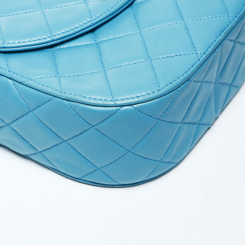 CHANEL No. 2 1991-1994 Lambskin Matelasse Turnlock Handbag blue WS25273