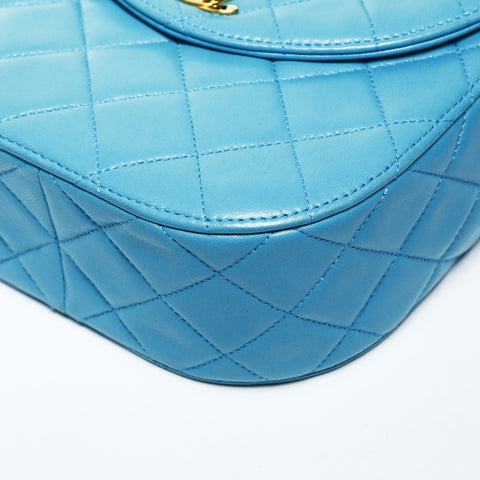 CHANEL No. 2 1991-1994 Lambskin Matelasse Turnlock Handbag blue WS25273