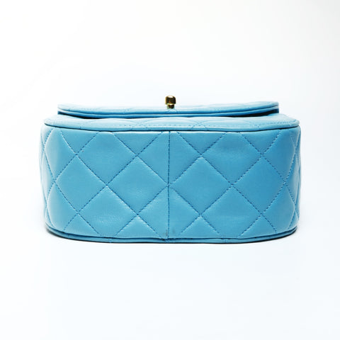 CHANEL No. 2 1991-1994 Lambskin Matelasse Turnlock Handbag blue WS25273