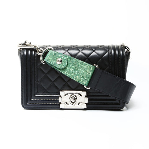 CHANEL No. 16 2012 Boy Lambskin Mini Stingray Shoulder Bag black WS25274