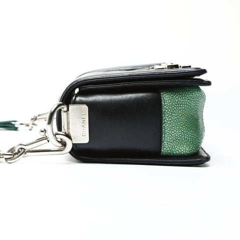 CHANEL No. 16 2012 Boy Lambskin Mini Stingray Shoulder Bag black WS25274