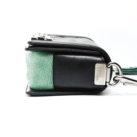 CHANEL No. 16 2012 Boy Lambskin Mini Stingray Shoulder Bag black WS25274