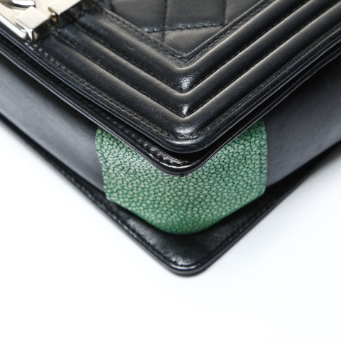 CHANEL No. 16 2012 Boy Lambskin Mini Stingray Shoulder Bag black WS25274