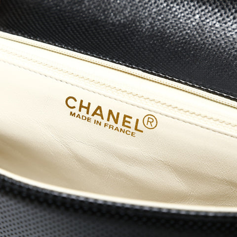 CHANEL 6th series 2000-2002 Punching flap leather Shoulder Bag black WS25276