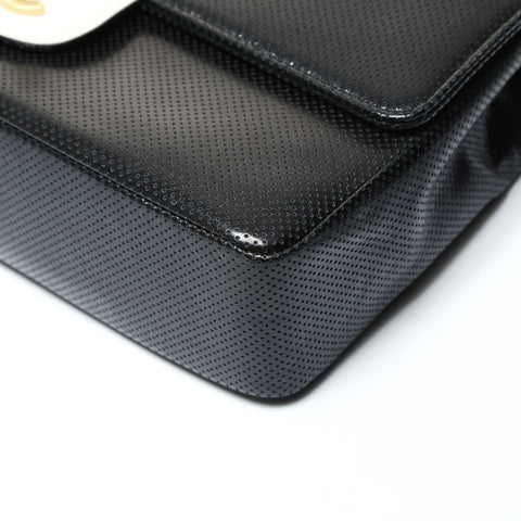 CHANEL 6th series 2000-2002 Punching flap leather Shoulder Bag black WS25276