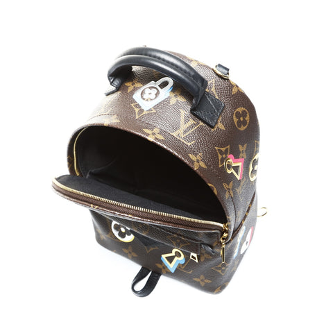 LOUIS VUITTON 2018 Palm Springs Backpack MINI Monogram Love Lock Backpack  Daypack Brown WS25277