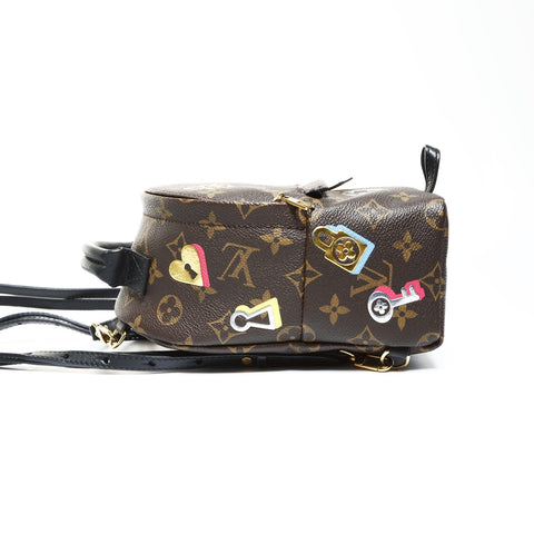 LOUIS VUITTON 2018 Palm Springs Backpack MINI Monogram Love Lock Backpack  Daypack Brown WS25277