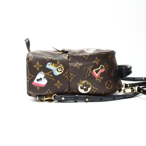LOUIS VUITTON 2018 Palm Springs Backpack MINI Monogram Love Lock Backpack  Daypack Brown WS25277
