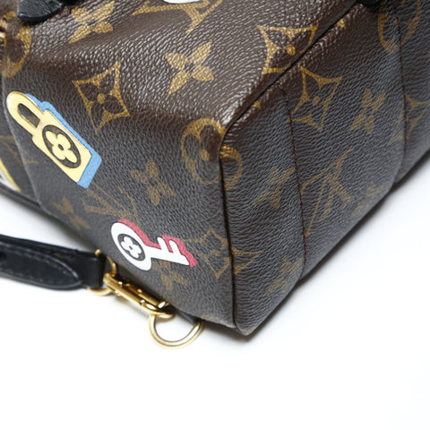 LOUIS VUITTON 2018 Palm Springs Backpack MINI Monogram Love Lock Backpack  Daypack Brown WS25277