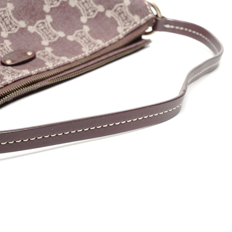 CELINE Macadam Canvas Hobo One Belt Shoulder Bag Red WS25278