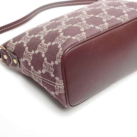 CELINE Macadam Canvas Hobo One Belt Shoulder Bag Red WS25278