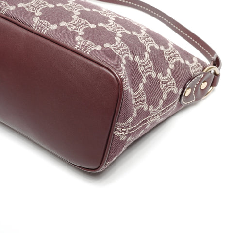 CELINE Macadam Canvas Hobo One Belt Shoulder Bag Red WS25278