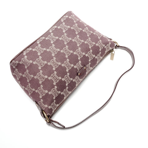 CELINE Macadam Canvas Hobo One Belt Shoulder Bag Red WS25278