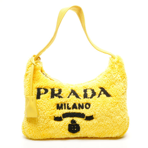PRADA Terry Re-Edition 2000 SPUGNA Hobo Shoulder Bag yellow WS25279