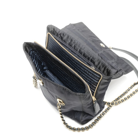 PRADA Nylon Chain Shoulder Bag Navy WS25280