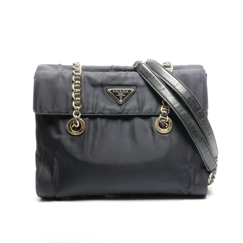 PRADA Nylon Chain Shoulder Bag Navy WS25280