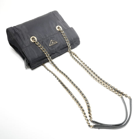 PRADA Nylon Chain Shoulder Bag Navy WS25280