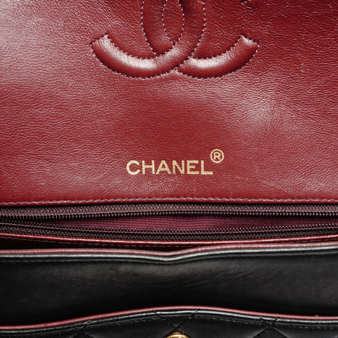 CHANEL No. 1 1989-1991 Lambskin Double Flap Matelasse 9.8" Shoulder Bag black WS25283