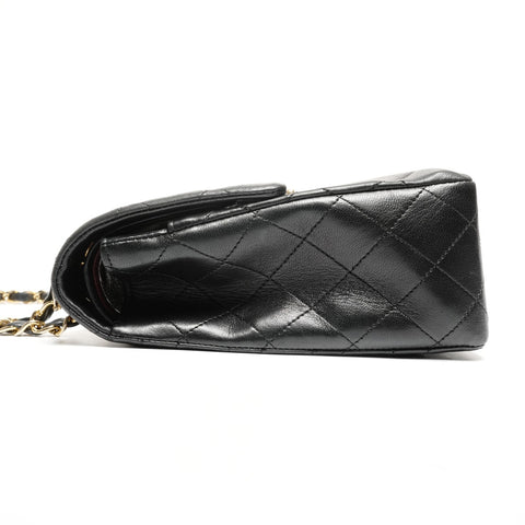 CHANEL No. 1 1989-1991 Lambskin Double Flap Matelasse 9.8" Shoulder Bag black WS25283