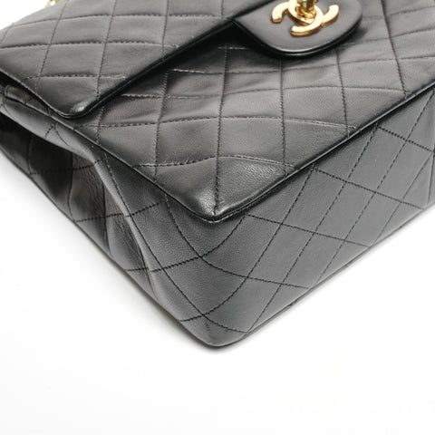 CHANEL No. 1 1989-1991 Lambskin Double Flap Matelasse 9.8" Shoulder Bag black WS25283