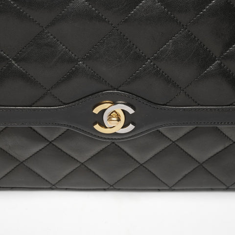 CHANEL No. 3 1994-1996 Paris Limited Edition Double Flap Lambskin Matelasse Shoulder Bag black WS25284
